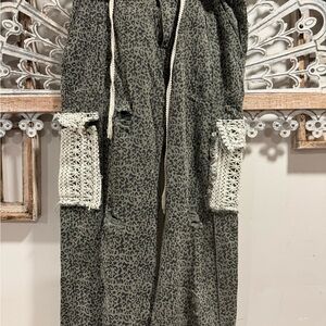 POL Leopard Print Joggers with Distressed look while sporting Crochet/Lace Trim